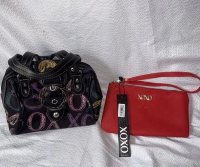 XOXO NWT Red Wristlet Wallet & Sugar Coated Mini Black Bag Purse With Hearts - Image 1 of 4