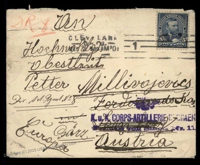 USA 1901 Cleveland OH Grant 5c AUSTRIAN WWI FELDPOST Cover Transatlantic 95699 - Image 1 of 2