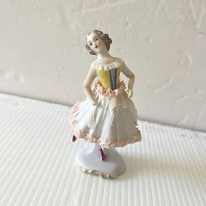 Antique HUS Germany Dresden Lace Porcelain Ballerina Dancer Figurine - Picture 1 of 4