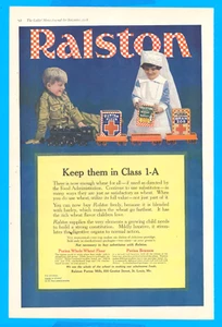 1918 Ralston farina grano orzo lassativo porridge stampa antica annuncio bambino infermiera - Foto 1 di 4