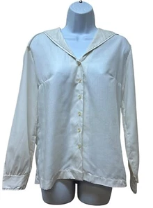 Vintage 70s Retro Sailor School Girl Top Blouse Made in USA Fit Size L - Picture 1 of 8