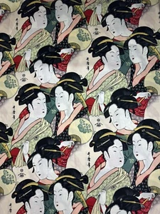 Alexander Henry Fabric Large Scale Japanese Geisha Oriental Asian Women Yard - Picture 1 of 3