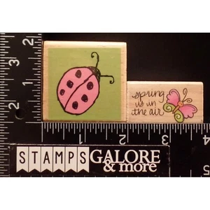 Rubber Stamps SET 2 SPRING IS IN THE AIR BUTTERFLY & LADYBUG #599 - Picture 1 of 2