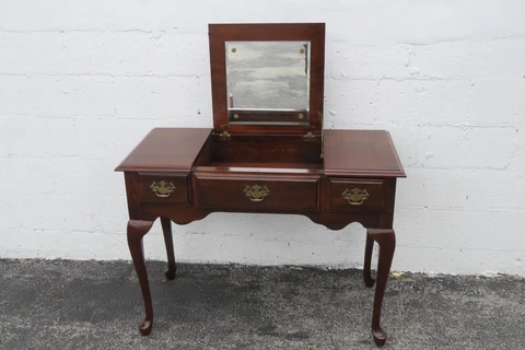 Solid Cherry Vanity Makeup Table Writing Office Desk with Flip Up Mirror 4874 Cover