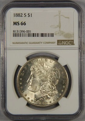 1882-S Morgan Silver Dollar NGC MS66 $1 - Image 1 of 3