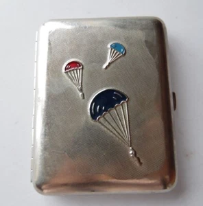 Alte UdSSR russische Emaille Zigarettenetui Fallschirmjäger* - Bild 1 von 9