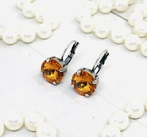 Tangerine Orange Cup Chain Earrings - Orange Earrings made with Premium Crystals