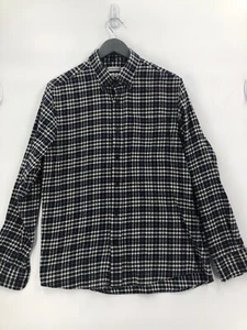 Southern Proper Hemd Knopfleiste Langarm Erwachsene Medium weiß blau Herren Flanell - Bild 1 von 10