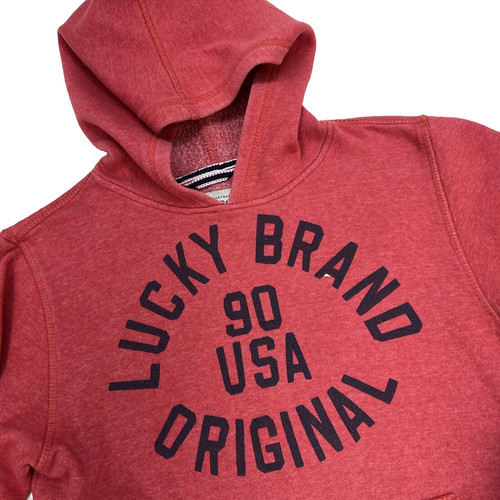 VETEMENTS Felpa con cappuccio Lucky Brand pullover ragazzo L (14 16) rosso chiaro USA 90