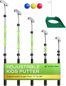 35" Kids Putter Set Extendable Shaft Adjustable Mini Golf Training Club 3 Balls - Picture 1 of 7