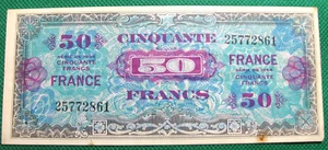FRANCE MILITARY PAPER MONEY - 1944 - 50 FRANCS CIRCULATED #S670 - Picture 1 of 2