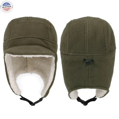 Men's Fleece Thermal Skull Cap Warm Winter Hat with Ear Flaps Cold Weather Hat - Image 1 of 4