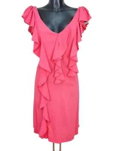 Alexander McQueen Pink Dress shift Ruffle Frill Detail size 44 uk 12 cocktail - Picture 1 of 5