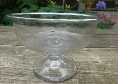 Ancien Confiturier ou Présentoir de Table en verre Soufflé XIX ème 12cm diam 8c - Photo 1/4