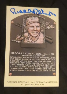 BROOKS ROBINSON BALTIMORE ORIOLES HOF signed plaque postcard autograph not PSA  - Image 1 of 2