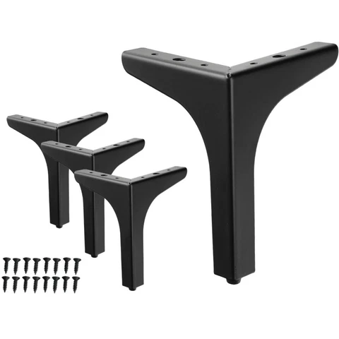 WEICHEN 6 inches Metal Furniture Legs Metal Polishing Black Triangle Sofa Legs Cover