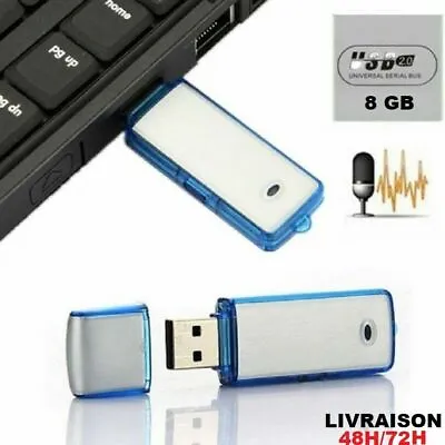 Dictaphone Numérique Clé USB Enregistreur-Espion Flash Drive Digital 8 Go • 11.49€