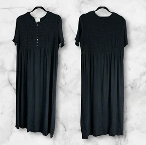 Vintage Max Studio Dresses USA Black Maxi Dress Size 3 Women's M/L Smocked Top - Picture 1 of 7