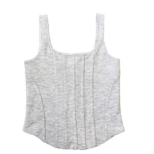 NWT Express Body Contour Corset Square Neck Cropped Tank Top Grey Small - Picture 1 of 3