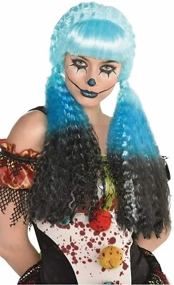 Rotten Candy Clown 假发套装自己蓝色女式假发万圣节装扮新品 — 第 1/3 张图片