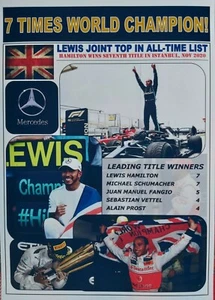 Lewis Hamilton Seven (7) Formula One world titles 2020 - souvenir print - Picture 1 of 1