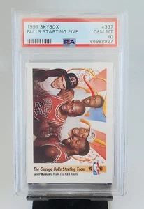 1991 SKYBOX #337 MICHAEL JORDAN-SCOTTIE PIPPEN STARTING FIVE PSA 10 BULLS - Picture 1 of 2
