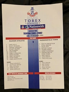 2001/02 Oldham Athletic v Huddersfield Town 3/11 - Picture 1 of 2