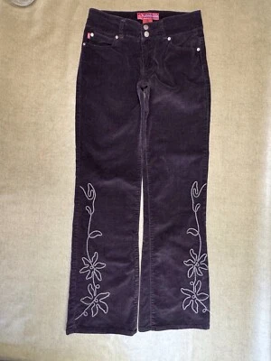 Pantalones de pana Hot Kiss bordados talla 9 (33 1/2) Y2K Foto 1 de 4