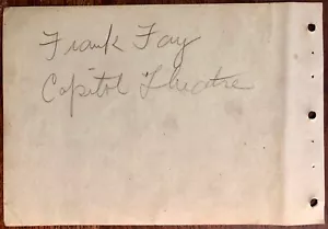 FRANK FAY Signed Autographed VINTAGE 1930s ALBUM PAGE The Original COMEDIAN - Picture 1 of 4