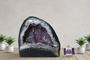 19.2LB Large Natural Amethyst Geode Cathedral Crystal Cluster Specimen Healing - Picture 1 of 11