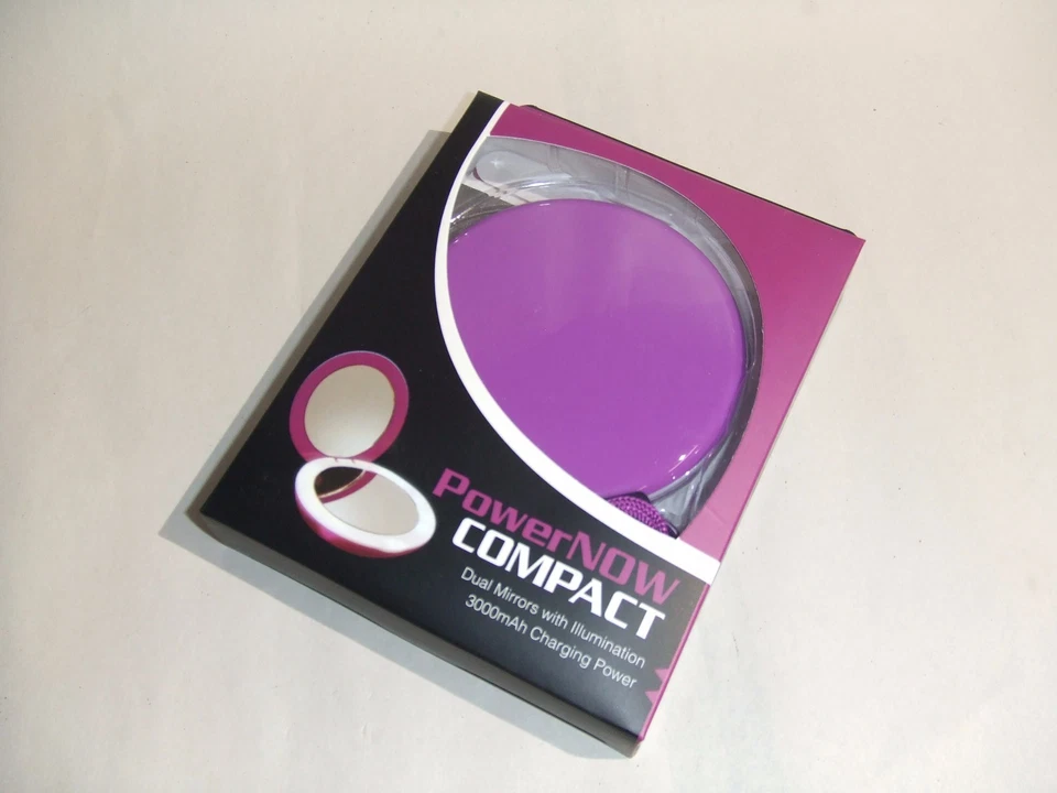 NUEVO Cargador de batería para teléfono PowerNow Banco de energía Espejo iluminado Compacto 3.000 mAh Foto 1 de 4