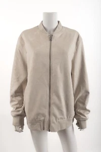Zara Mens Bomber Jacket Coat XL Beige Faux Suede Mandarin collar 3046/480 NWT - Picture 1 of 6