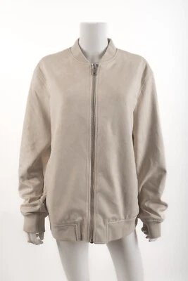 Zara Mens Bomber Jacket Coat XL Beige Faux Suede Mandarin collar 3046/480 NWT - Image 1 of 4