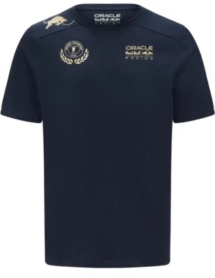 Red Bull Racing F1 2022 Max Verstappen Champion Winner T-Shirt Navy Size S - Image 1 of 2