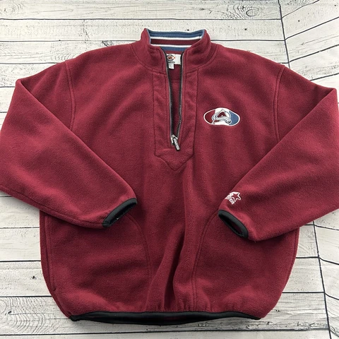 VTG Starter Colorado Avalanche Pullover 1/4 Zip Fleece Jacket Men's Large Maroon Cover