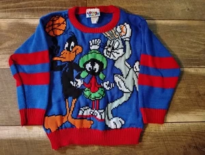 Looney Tunes Vintage Kids Sweater: Small 4/5: Daffy/Marvin/Bugs 1993 Made In USA - Picture 1 of 9