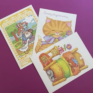 Vintage Current Greetings Cards- Get Well Cats Cartoon Bears 70s Vibe Colorful - Picture 1 of 3