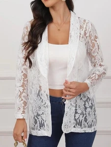 UNBRANDED Size XXL White Lace Sheer Cover Jacket NEW - Picture 1 of 4