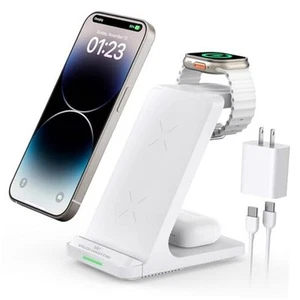 Wireless Charging Station, 3 in 1 Fast Wireless Charger Stand for Multiple - Picture 1 of 7