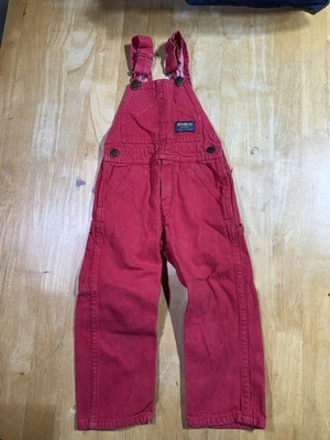 Vintage Oshkosh B’Gosh Overalls Red Kids Size 4 - Image 1 of 4