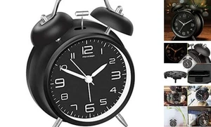  4 Inches Twin Bell Loud Alarm Clock for Heavy Sleepers, Backlight, Black - Picture 1 of 7