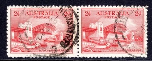 Australia Scott # 130 VF Used 1932 2 Pence Sydney Harbor Bridge Pair #2 - Picture 1 of 1