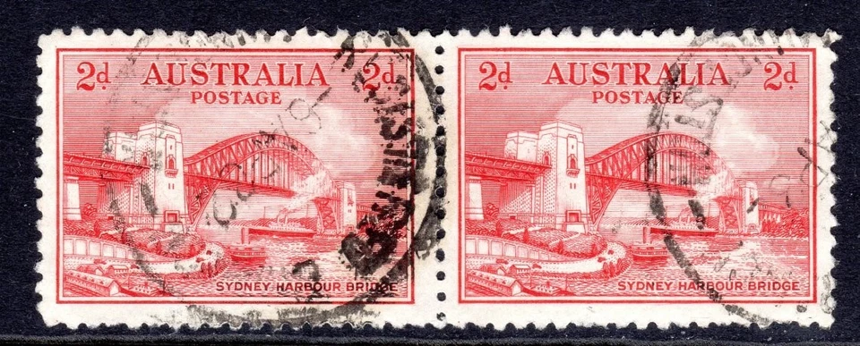 Australia Scott # 130 VF Used 1932 2 Pence Sydney Harbor Bridge Pair #2 - Image 1 of 1