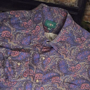 J.Crew Paisley Hemd Herren Größe L Regular Fit Langarm 100% Baumwolle Twill - Bild 1 von 10