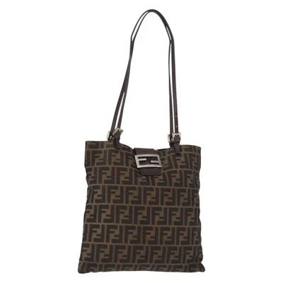 FENDI Zucca Canvas Mamma Baguette Tote Bag Black Brown Auth 146284 - Image 1 of 4