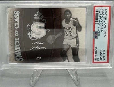 Magic Johnson Game Used Jersey 2007-08 UD SP Swatch of Class #SC-MA PSA 10 Pop 3 - Image 1 of 4