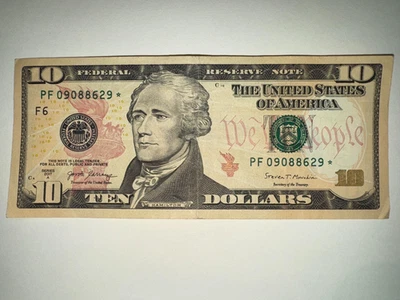 Rare $10 Dollar Bill Banknote Series 2017 A Star Note PF 09088629 ☆ - Image 1 of 2