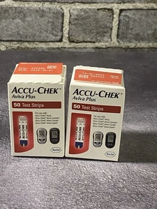 Accu-Chek Aviva Plus Glucose Test Strips - 50 Count Ea. (2 Boxes) Sealed - Picture 1 of 4