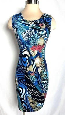 CACHE Size XS Tropical Print Cowl Neck Jersey Pencil Dress XS - Image 1 of 4