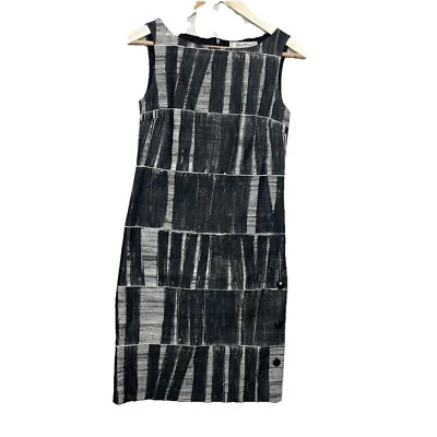 Vestido Vaina Max Mara Clásico Gris Negro Estampado Geométrico Sin Mangas Talla 2 EE. UU. Foto 1 de 4